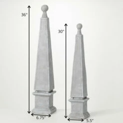 Brand new 😀 Sullivans Dove Gray Garden Obelisk - Set Of 2 ✨ -Sullivans Sales unnamed file 1017