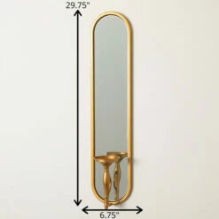 Deals ⌛ Sullivans 29.75 In. Oblong Mirrored Wall Sconce; Gold - 6.75"L X 4.75"W X 29.75"H 🎉 -Sullivans Sales unnamed file 1022