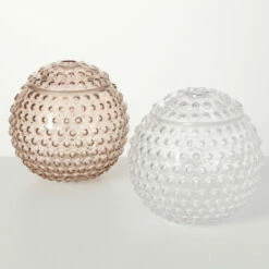 Coupon 🛒 Sullivans 8 In. Hobnail Orb Vases With Lids - Set Of 2; Pink And Clear 🎉