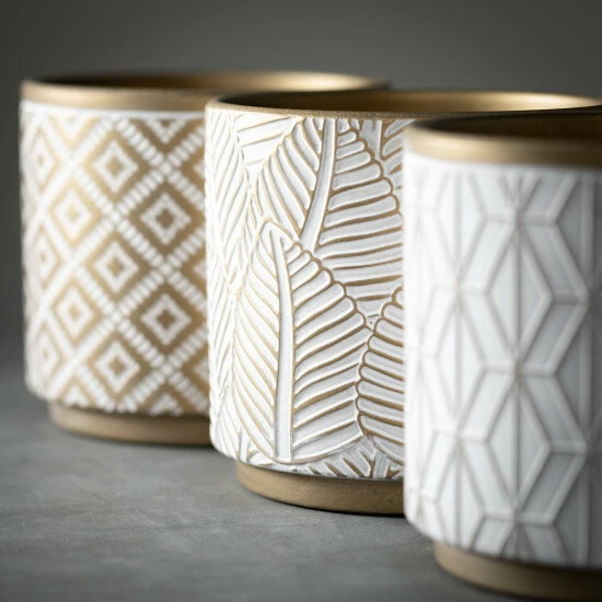 Promo 👏 Sullivans Gold Ceramic Planters With Mod Motif - Set Of 3 🎉 4 Promo 👏 Sullivans Gold Ceramic Planters With Mod Motif - Set Of 3 🎉 - Image 2
