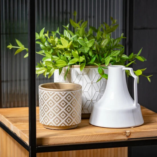 Promo 👏 Sullivans Gold Ceramic Planters With Mod Motif - Set Of 3 🎉 6 Promo 👏 Sullivans Gold Ceramic Planters With Mod Motif - Set Of 3 🎉 - Image 4