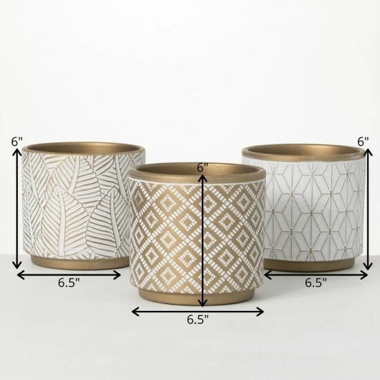 Promo 👏 Sullivans Gold Ceramic Planters With Mod Motif - Set Of 3 🎉 7 Promo 👏 Sullivans Gold Ceramic Planters With Mod Motif - Set Of 3 🎉 - Image 5