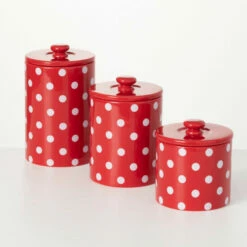 Coupon 🎉 Sullivans Polka Dot Canister - Set Of 3 - 6"Lx6"Wx10"H; 6"Lx6"Wx9"H; 6"Lx6"Wx6.5"H 👍