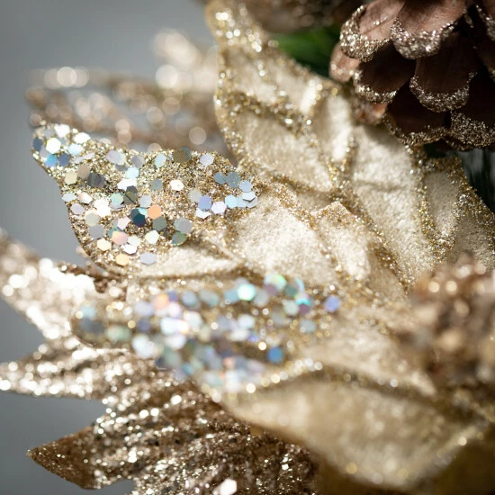 Brand new 👍 Sullivans 16" Artificial Gold Poinsettia Pine Pick 👍 4 Brand new 👍 Sullivans 16" Artificial Gold Poinsettia Pine Pick 👍 - Image 2