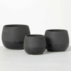 Best Sale 🔥 Sullivans Speckled Black Two-Toned Ceramic Planters - Set Of 3 ⭐