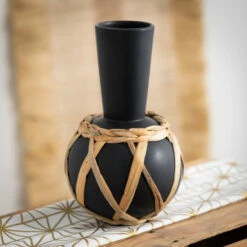 Hot Sale ❤️ Sullivans Matte Black Rattan Wrap Vase 🔥 -Sullivans Sales unnamed file 1197