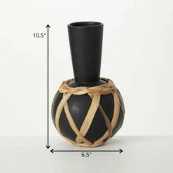 Hot Sale ❤️ Sullivans Matte Black Rattan Wrap Vase 🔥 -Sullivans Sales unnamed file 1198