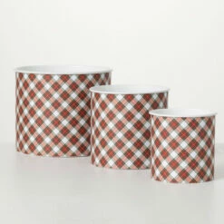Top 10 ✔️ Sullivans Red Plaid Metal Pot - Set Of 3 👍