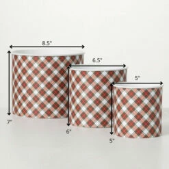 Top 10 ✔️ Sullivans Red Plaid Metal Pot - Set Of 3 👍 -Sullivans Sales unnamed file 1219