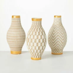 Top 10 👏 Sullivans Geometric Gold Trimmed Ceramic Vases - Set Of 3 😀