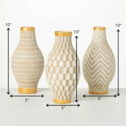 Top 10 👏 Sullivans Geometric Gold Trimmed Ceramic Vases - Set Of 3 😀 -Sullivans Sales unnamed file 1241