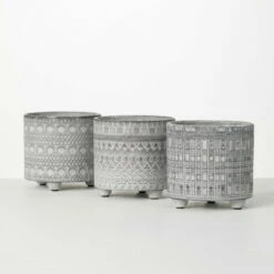 Deals 😉 Sullivans Gray Geometric Print Ceramic Planter - Set Of 3 🤩