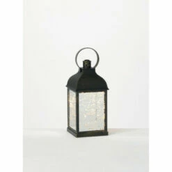 Outlet ✔️ Sullivans 10.5" Black Speckled Lantern With LED Pillar Candle ❤️