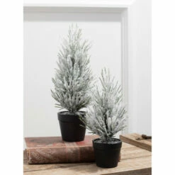 Best Pirce ❤️ Sullivans Flocked Pine Artificial Tree - Set Of 2 - 6"L X 6"W X 11"H; 4"L X 4"W X 9"H ✔️ -Sullivans Sales unnamed file 1340