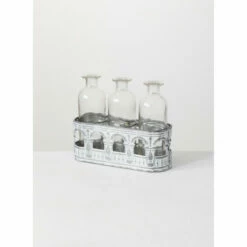 Discount 🤩 Sullivans Three Glass Bottle Vase With Caddy 🥰