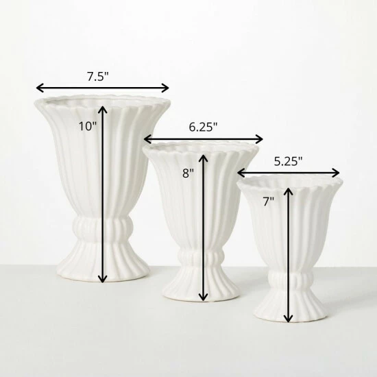 Discount โ๏ธ Sullivans Matte White Ribbed Ceramic Urn - Set Of 3 ๐งจ 6 Discount โ๏ธ Sullivans Matte White Ribbed Ceramic Urn - Set Of 3 ๐งจ - Image 4
