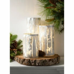 New 🥰 Sullivans LED Winter Scene Glass Pillar - Set Of 3 - 4"L X 4"W X 10"H; 4"L X 4"W X 8"H; 4"L X 4"W X 6"H 😍 -Sullivans Sales unnamed file 152
