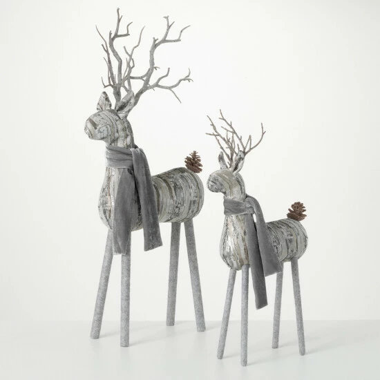 Wholesale ๐ Sullivans Gray Deer With Scarves - Set Of 2 ๐ 3 Wholesale ๐ Sullivans Gray Deer With Scarves - Set Of 2 ๐
