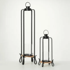 Cheap 🥰 Sullivans 16 In And 31.25 In Majestic Palatial Lanterns - Set Of 2; Black - 8"L X 8"W X 31.25"H; 6.5"L X 6.5"W X 16"H 👍