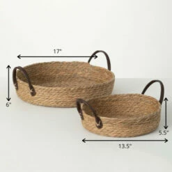 Deals 😉 Sullivans Handled Woven Wicker Tray - Set Of 2 👍 -Sullivans Sales unnamed file 176
