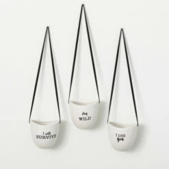 Brand new 🎁 Sullivans Ceramic Hanging Pun Text Planter - Set Of 3 - 4.75"L X 4.5"W X 4.5"H ⭐