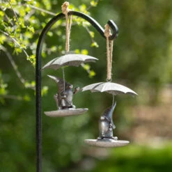 Flash Sale 🛒 Sullivans 6.25" Rainy Day Gnome Bird Feeders - Set Of 2; Silver ✨ -Sullivans Sales unnamed file 1797