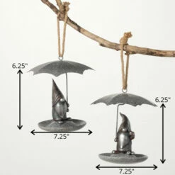 Flash Sale 🛒 Sullivans 6.25" Rainy Day Gnome Bird Feeders - Set Of 2; Silver ✨ -Sullivans Sales unnamed file 1798