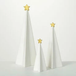 Cheap 🔔 Sullivans Porcelain Cone Tree - Set Of 3 - 6.5"x6.5"x16.5"; 5"x5"x12"; 3.5"x3.5"x8.25" 🎉