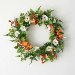 Cheap 🧨 Sullivans Artificial Tangerine And Cream Floral Wreath 😍