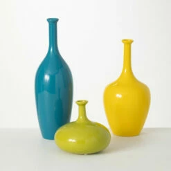 Cheap 🔔 Sullivans Citrus Glazed Slim Neck Ceramic Vases - Set Of 3 🔥