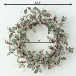 Best Pirce ⌛ Sullivans 12.5" Artificial Iced Leaves & Red Berry Wreath - Set Of 2 - Green - 12.5"L X 5.5"W X 12.5"H ⭐ -Sullivans Sales unnamed file 2018