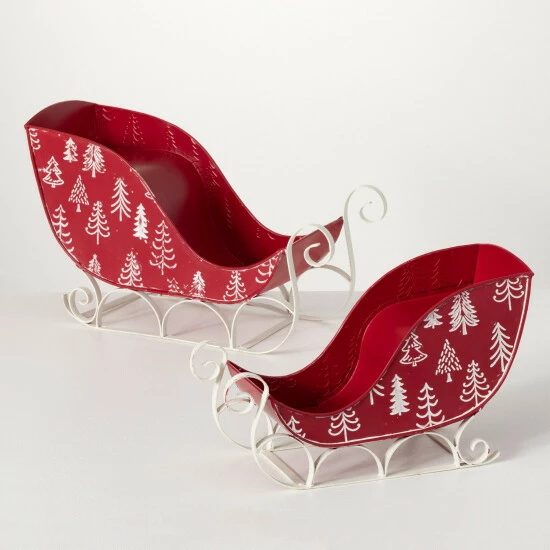 Cheapest ✔️ Sullivans Red Tree Motif Sleigh - Set Of 2 😍 3 Cheapest ✔️ Sullivans Red Tree Motif Sleigh - Set Of 2 😍