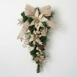 Cheap βοΈ Sullivans 32" Artificial Gold Poinsettia Pine Swag β€οΈ