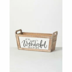 New 🛒 Sullivans "Wonderful" Wooden Planter. - 16"L X 6"W X 7.5"H 🎉