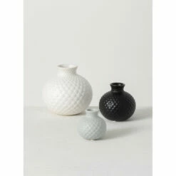 Best Sale 👏 Sullivans Ceramic Multicolor Low Ball Vase - Set Of 3 White Grey Black ✔️