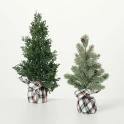 Best Sale 🛒 Sullivans Artificial Cypress Trees In Gunny Sacks - Set Of 2 - 9"L X 9"W X 17.5"H; 7"L X 7"W X 14"H ✔️