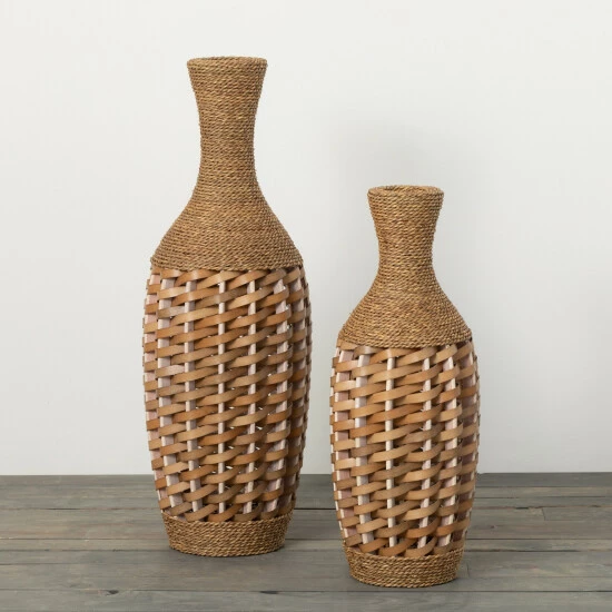 Promo 😍 Sullivans 32 In. And 24.25 In. Organic Woven Rattan Vases - Set Of 2; Brown ⭐ 3 Promo 😍 Sullivans 32 In. And 24.25 In. Organic Woven Rattan Vases - Set Of 2; Brown ⭐