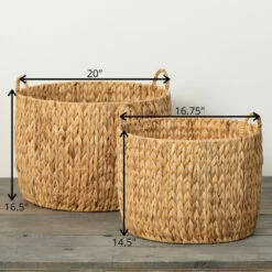 Cheapest ❤️ Sullivans 14.5 In And 16.5 In Handcrafted Fiber Baskets - Set Of 2; Brown - 20"L X 20"W X 16.5"H; 16.75"L X 16.75"W X 14.5"H ✔️ -Sullivans Sales unnamed file 2378