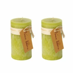 Wholesale 🔔 Sullivans Green Grape Pillar Candles - Set Of 2 😀