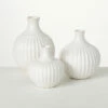 Promo 🎁 Sullivans Ribbed White Bottle Ceramic Vase - Set Of 3 😀