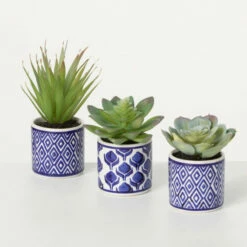 Best Pirce 🔔 Sullivans Artificial Succulent Trio In Printed Pots - Set Of 3 🔔