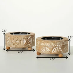 Cheap 🛒 Sullivans 2.5 In Boho Embossed Pillar Holders - Set Of 2; Brown - 4.5"L X 4.5"W X 2.5"H 😉 -Sullivans Sales unnamed file 2501