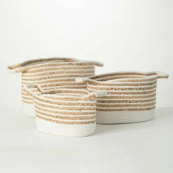 Wholesale 👍 Sullivans Handled Natural Woven Basket - Set Of 3 ⌛
