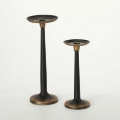 Hot Sale 👍 Sullivans 10 In And 13 In Slender Pillar Taper Holders - Set Of 2; Black - 4.5"L X 4.5"W X 13"H; 4"L X 4"W X 10"H 💯