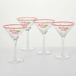 Wholesale β€οΈ Sullivans Holly Jolly Martini Glass - Set Of 4 π§¨