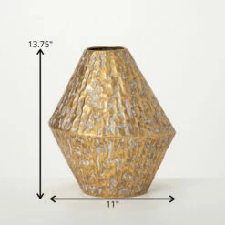 Outlet 🎉 Sullivans 13.75 In. Gilded 🔨 Hammered Angular Vase; Gold 🌟 -Sullivans Sales unnamed file 2674