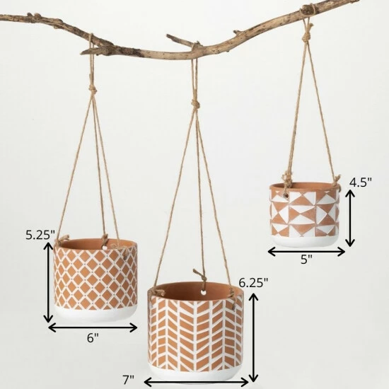 Outlet 🥰 Sullivans Hanging Terracotta Ceramic Planters - Set Of 3 ⌛ 7 Outlet 🥰 Sullivans Hanging Terracotta Ceramic Planters - Set Of 3 ⌛ - Image 5