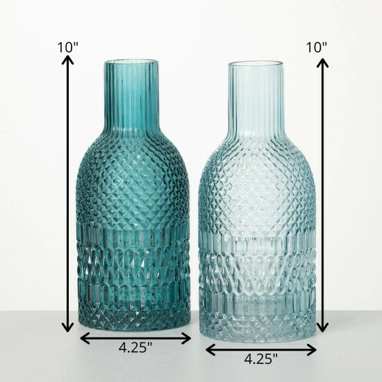 Hot Sale 💯 Sullivans 10 In. Turquoise Faceted Bottle Vases - Set Of 2 🌟 7 Hot Sale 💯 Sullivans 10 In. Turquoise Faceted Bottle Vases - Set Of 2 🌟 - Image 5