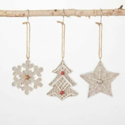 Brand new 🛒 Sullivans Macrame-Style Icon Ornaments - Set Of 3 🌟