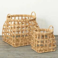 Best deal 🎁 Sullivans 13.5 In And 18 In Open Weave Shapely Baskets - Set Of 2; Brown - 16.75"L X16.5"W X 18"H; 10.25"L X 10.25"W X 13.5"H ⌛